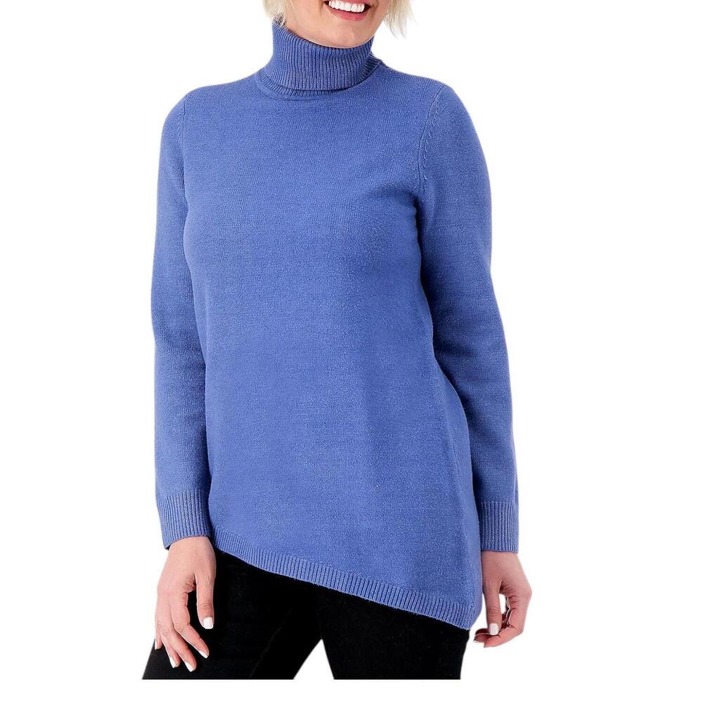 Joan Rivers Women's Asymmetrical Hem Turtleneck Chambray - Regular